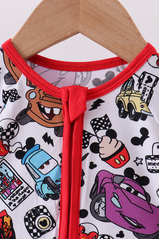 Red character bamboo romper