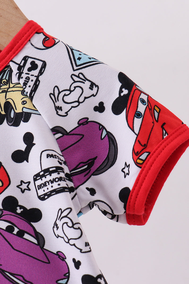 Red character bamboo romper