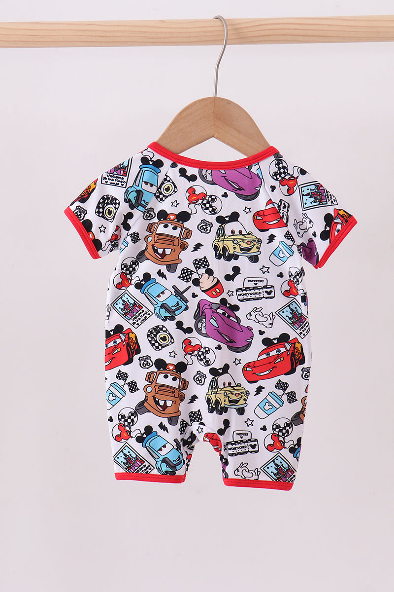 Red character bamboo romper