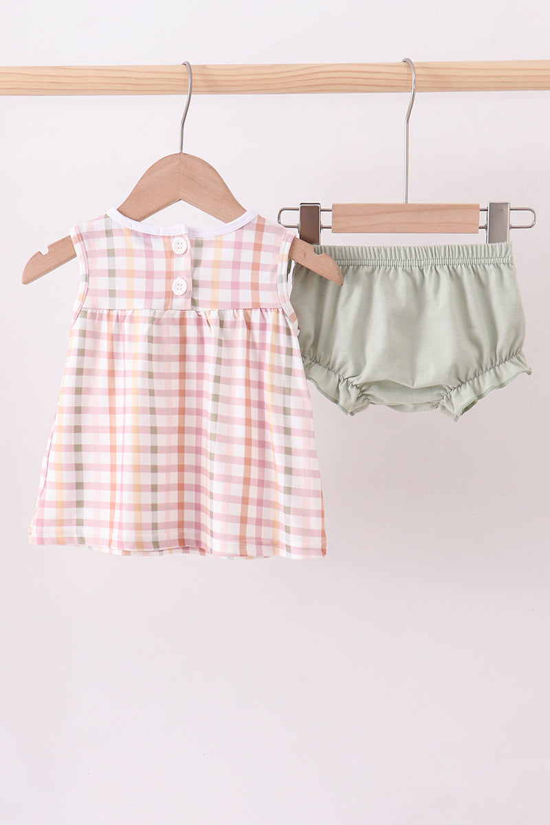 Lawb of god applique plaid bloomer set