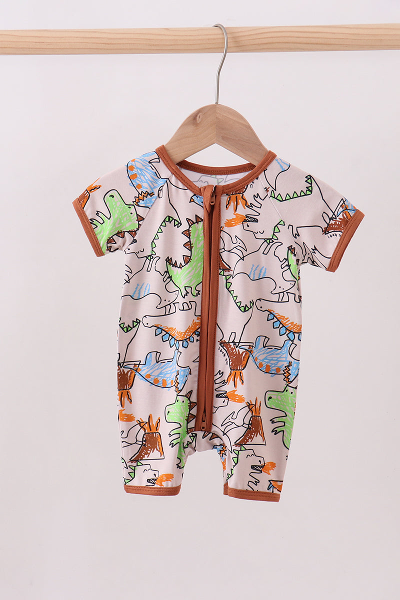 Dinosaur bamboo zipper romper