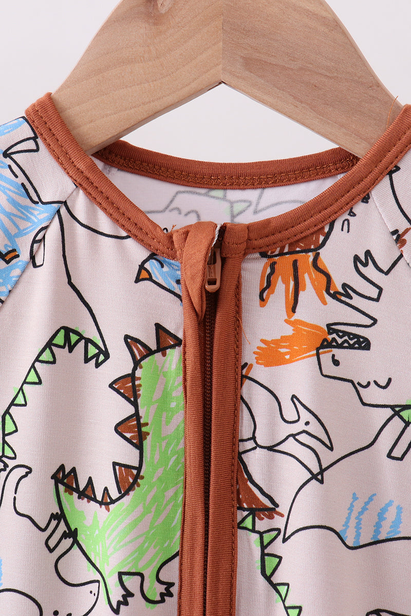 Dinosaur bamboo zipper romper