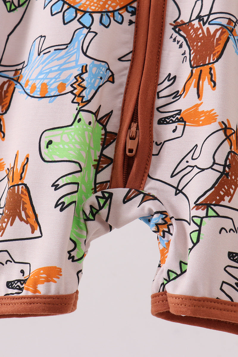 Dinosaur bamboo zipper romper