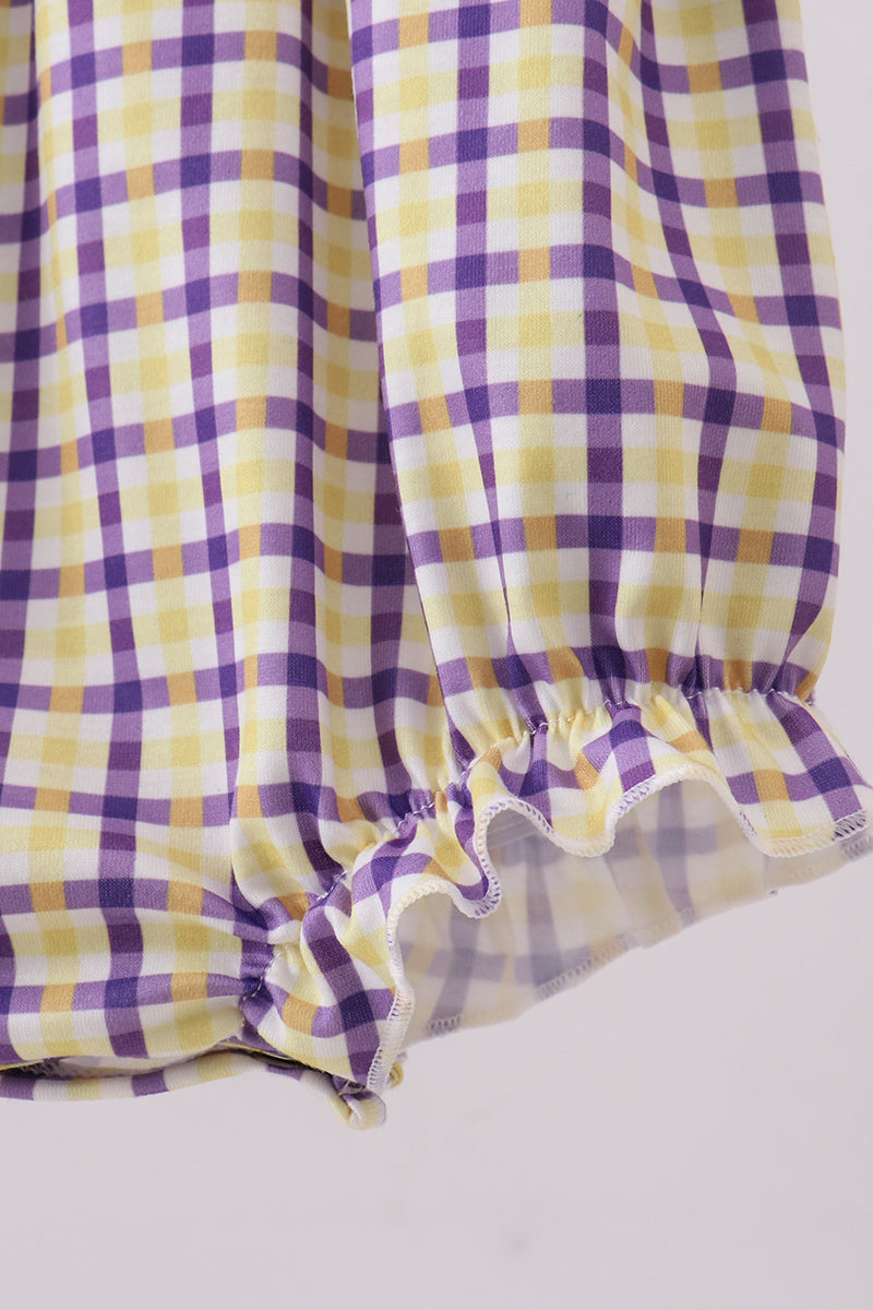 Purple LSU GEAUX smocked ruffle bubble