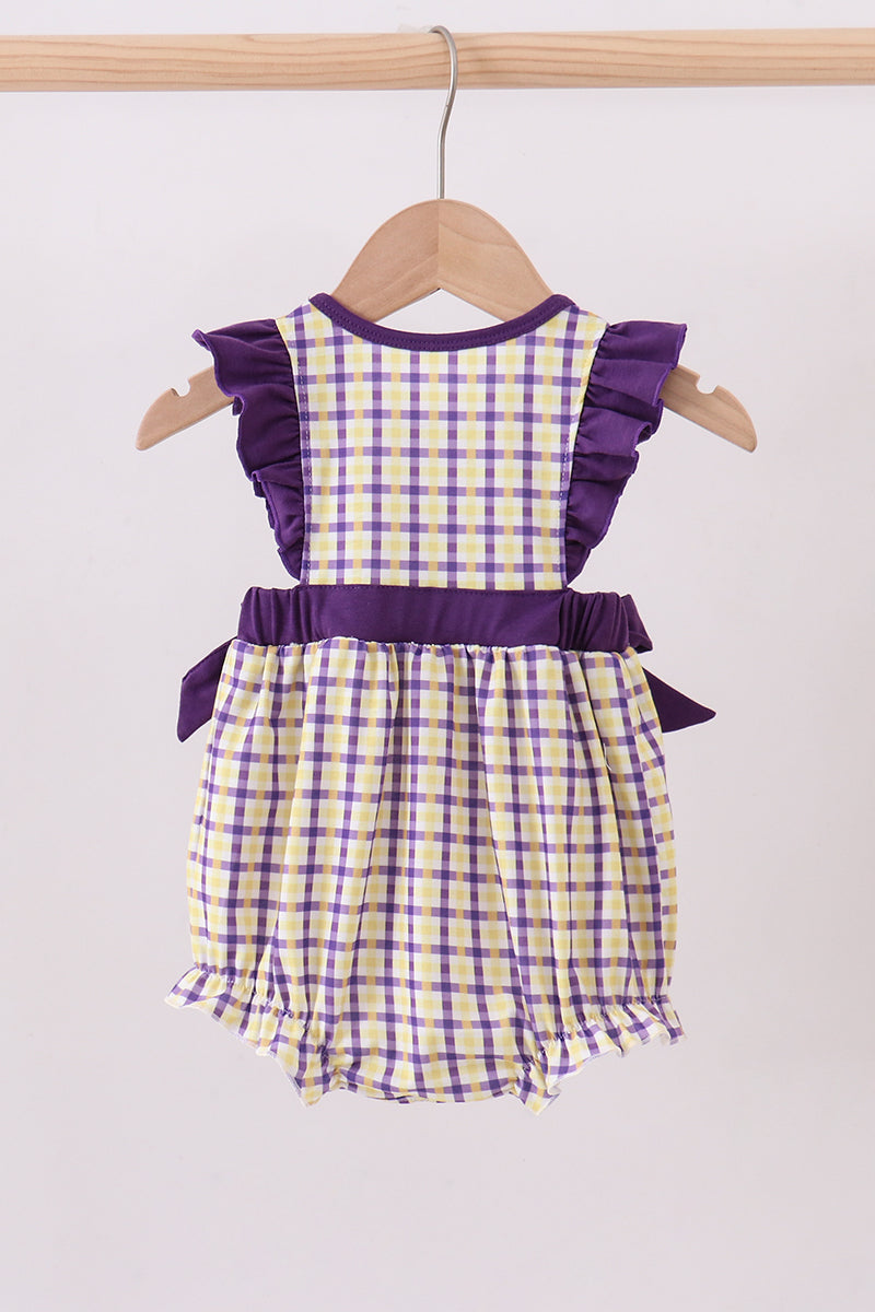 Purple LSU GEAUX smocked ruffle bubble