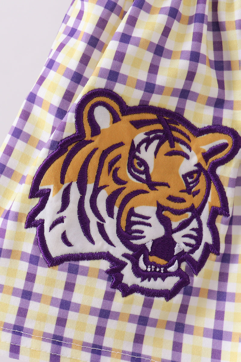 Purple LSU GEAUX applique bloomer set