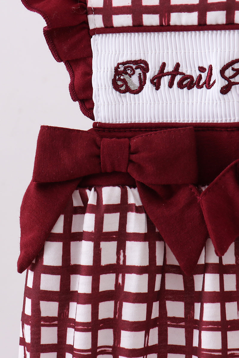 Mississippi Hail State smocked ruffle gingham bubble