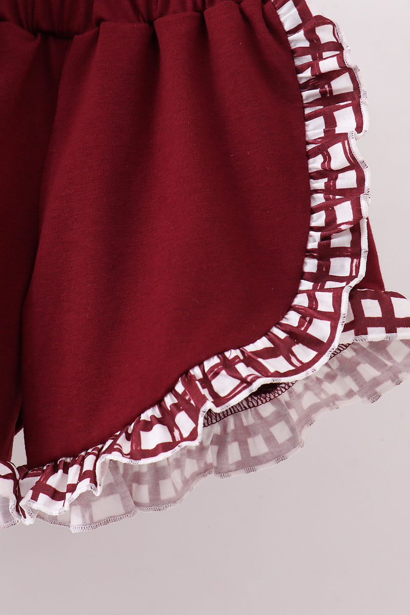 Mississippi Hail State smocked ruffle gingham shorts set