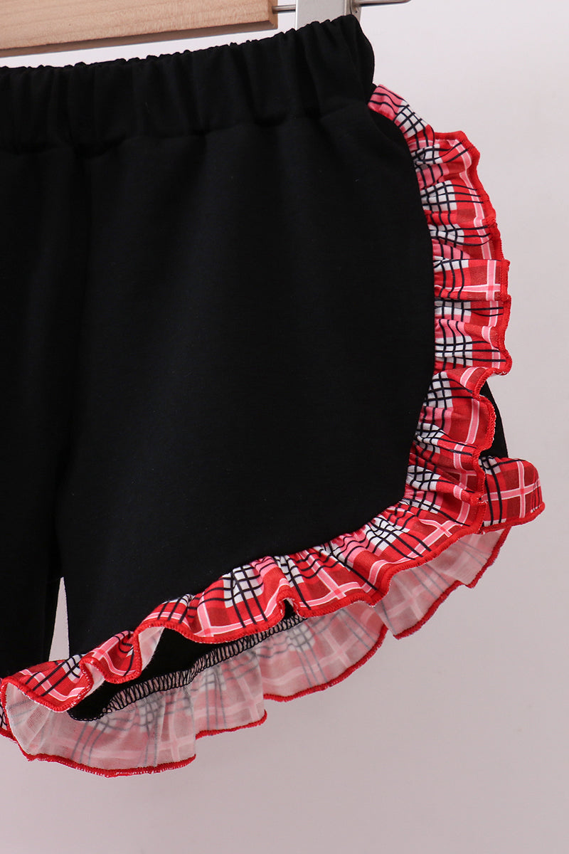 Arkansas smocked plaid ruffle shorts set