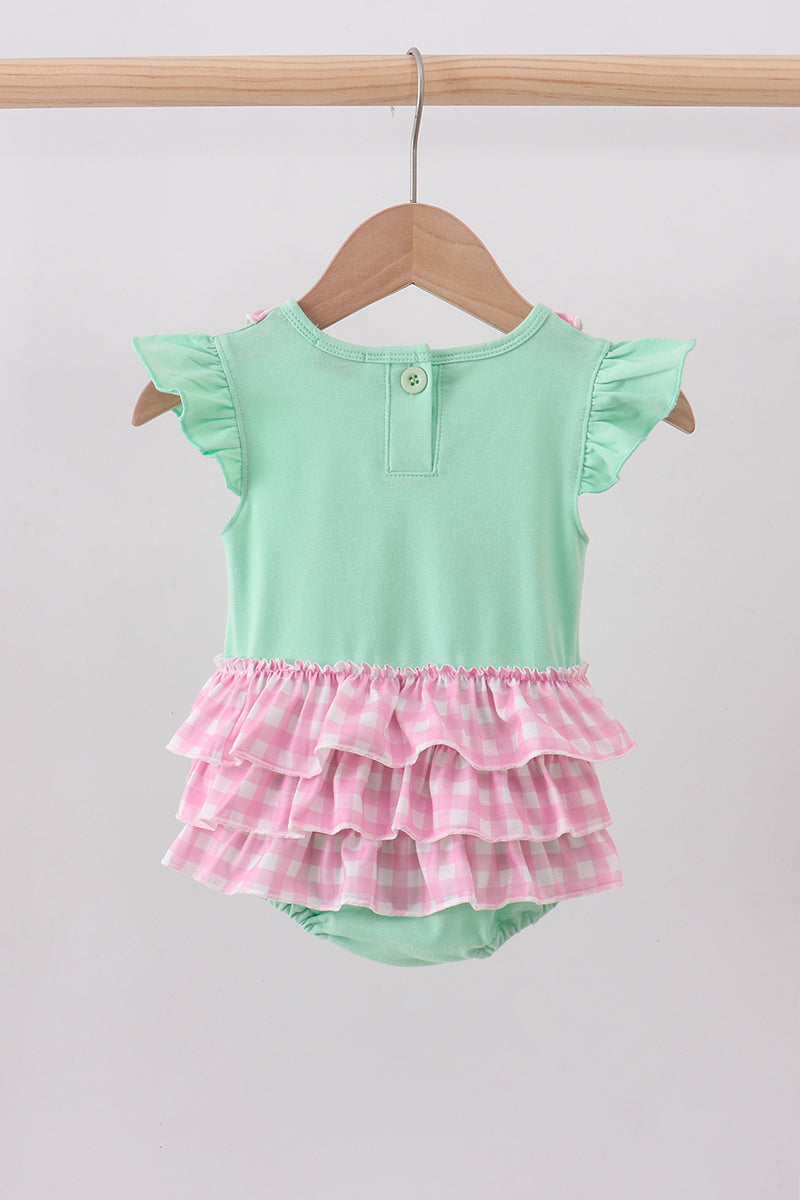 Green camper embroidery ruffle bubble