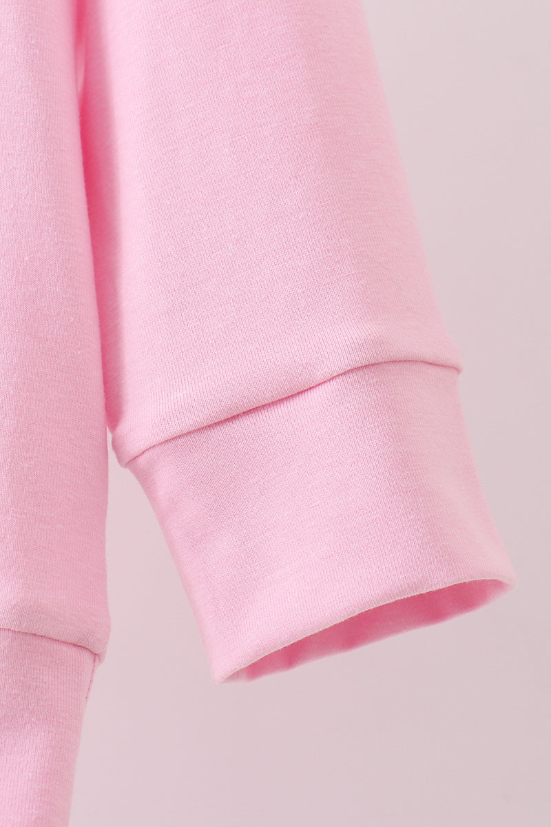 Pink puppy clover embroidery ruffle top