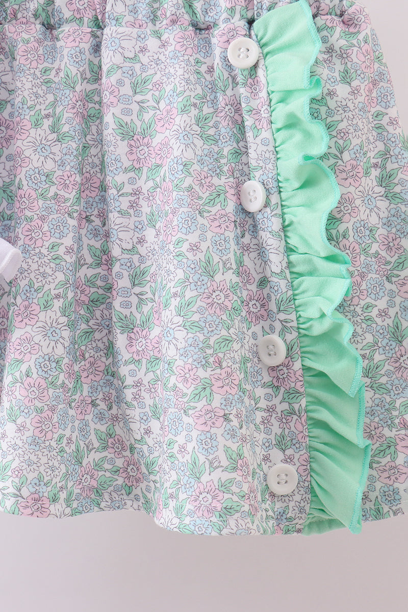 Floral applique ruffle skort set