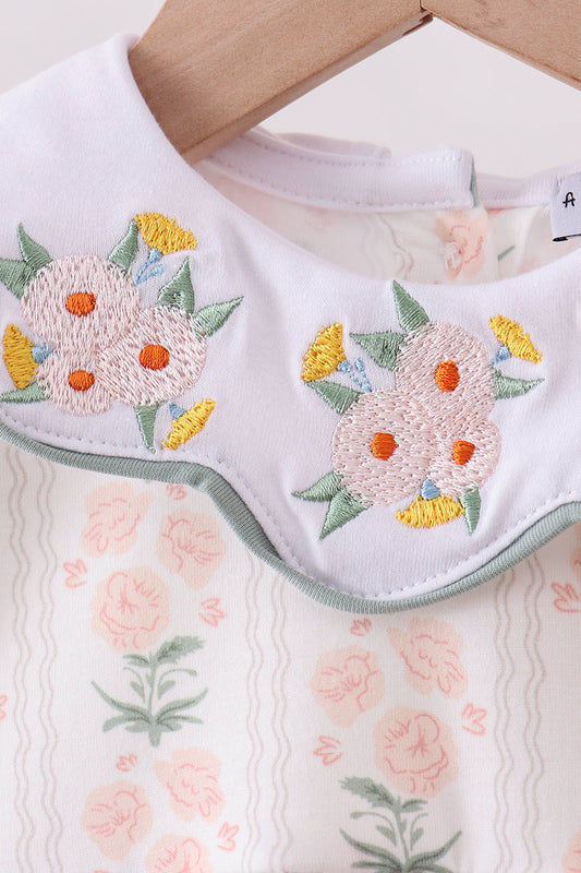 Sage floral ruffle bloomer set