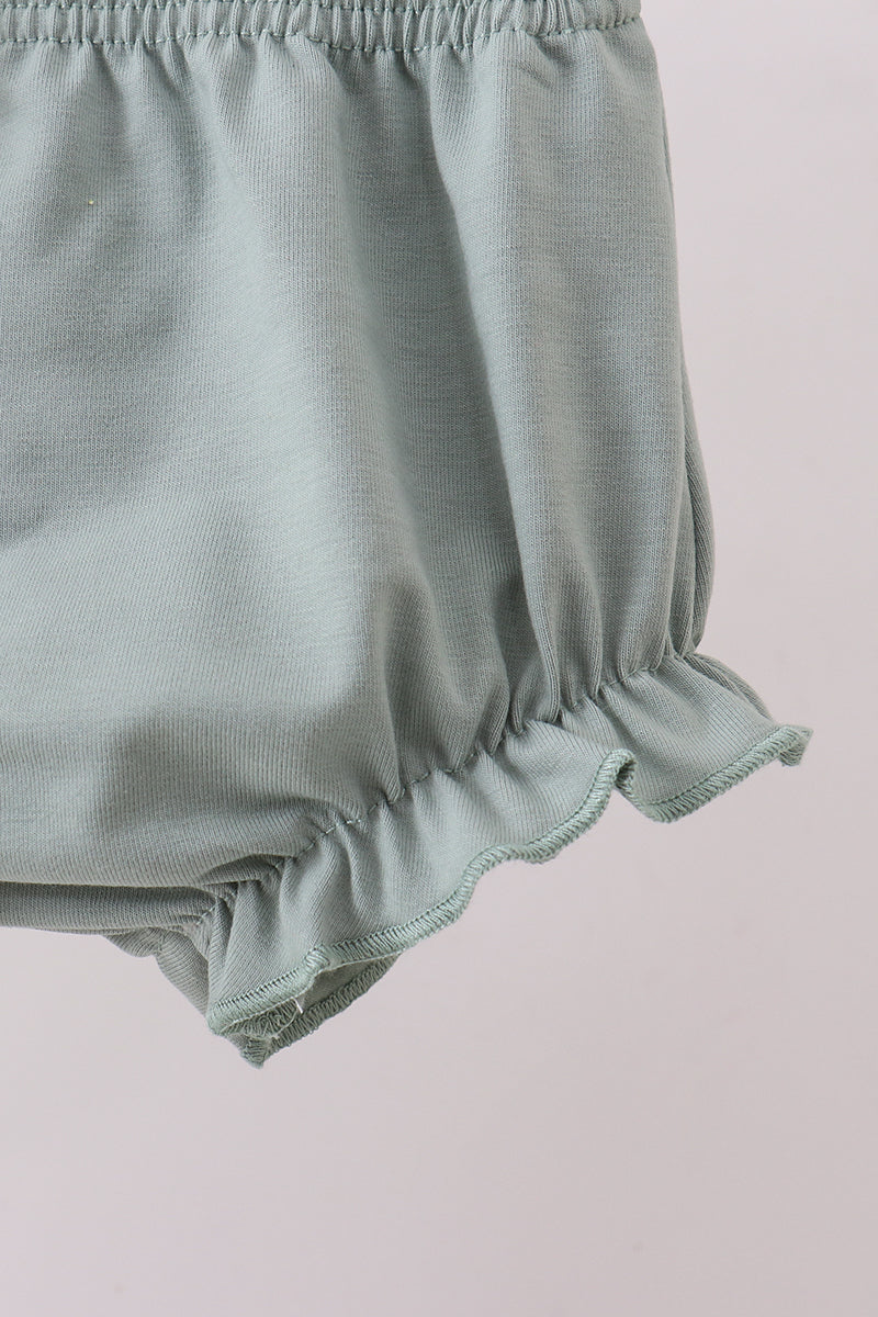 Sage floral ruffle bloomer set
