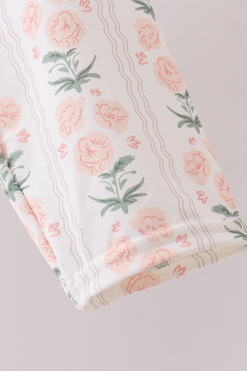 Sage floral rashguard swimsuit