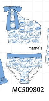 Blue beach sea women swimsuit set