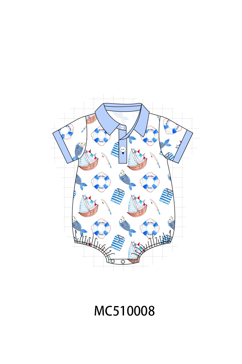 Blue sailboat print bubble