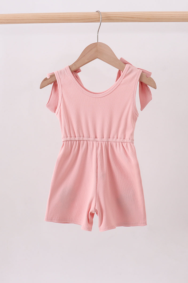 Pink character embroidery jumpsuit