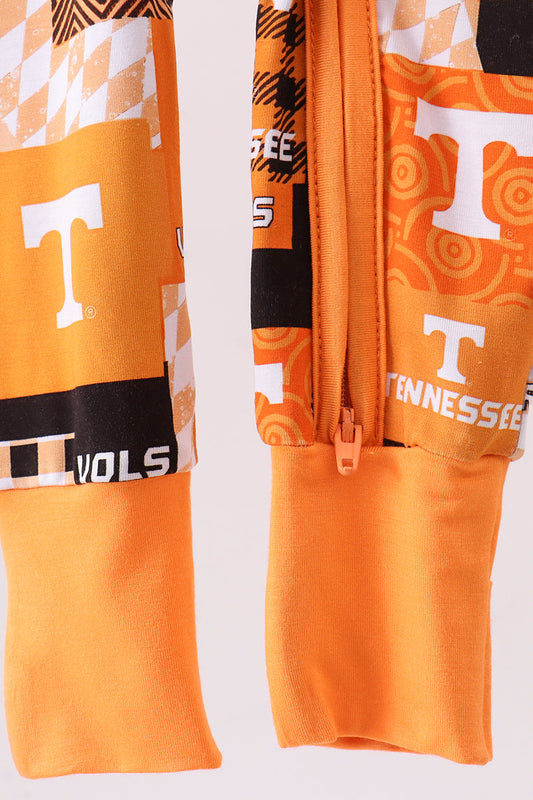 Orange Tennessee VOLS bamboo zipper romper