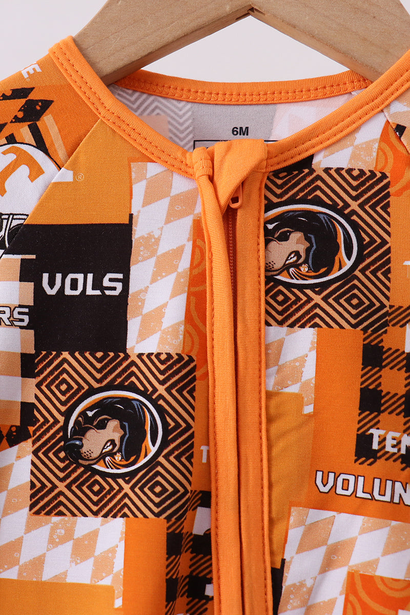 Orange Tennessee VOLS bamboo zipper romper