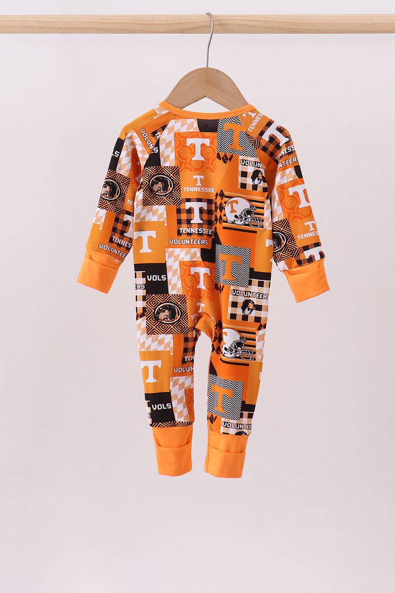 Orange Tennessee VOLS bamboo zipper romper