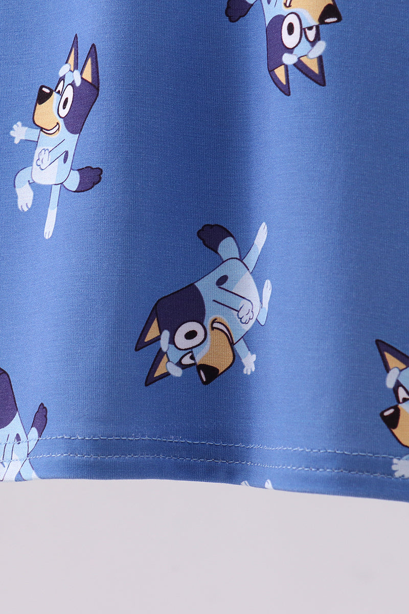 Blue character bamboo pajama set
