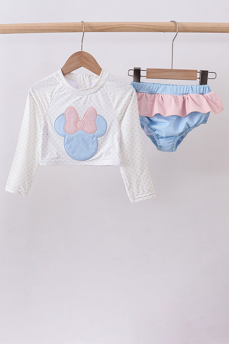 Character applique long-sleeve swimsuit