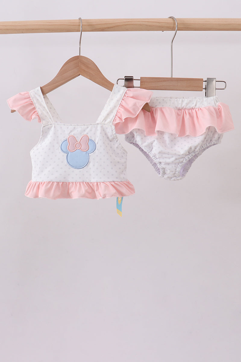 Character applique  ruffle 2pc swimsuit