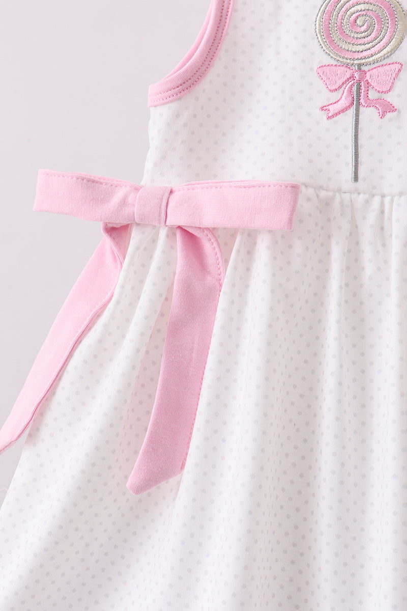 Pink lollipop embroidery ruffle shorts set