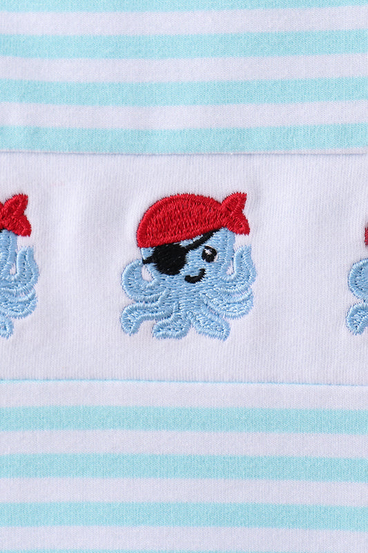 Blue octopus embroidery stripe jonjon