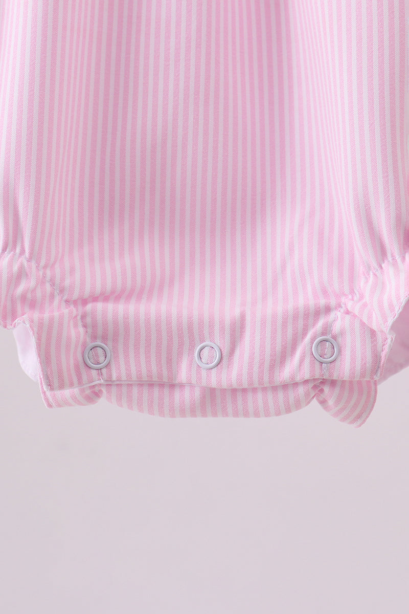 Pink stripe bunny bow embroidery bubble