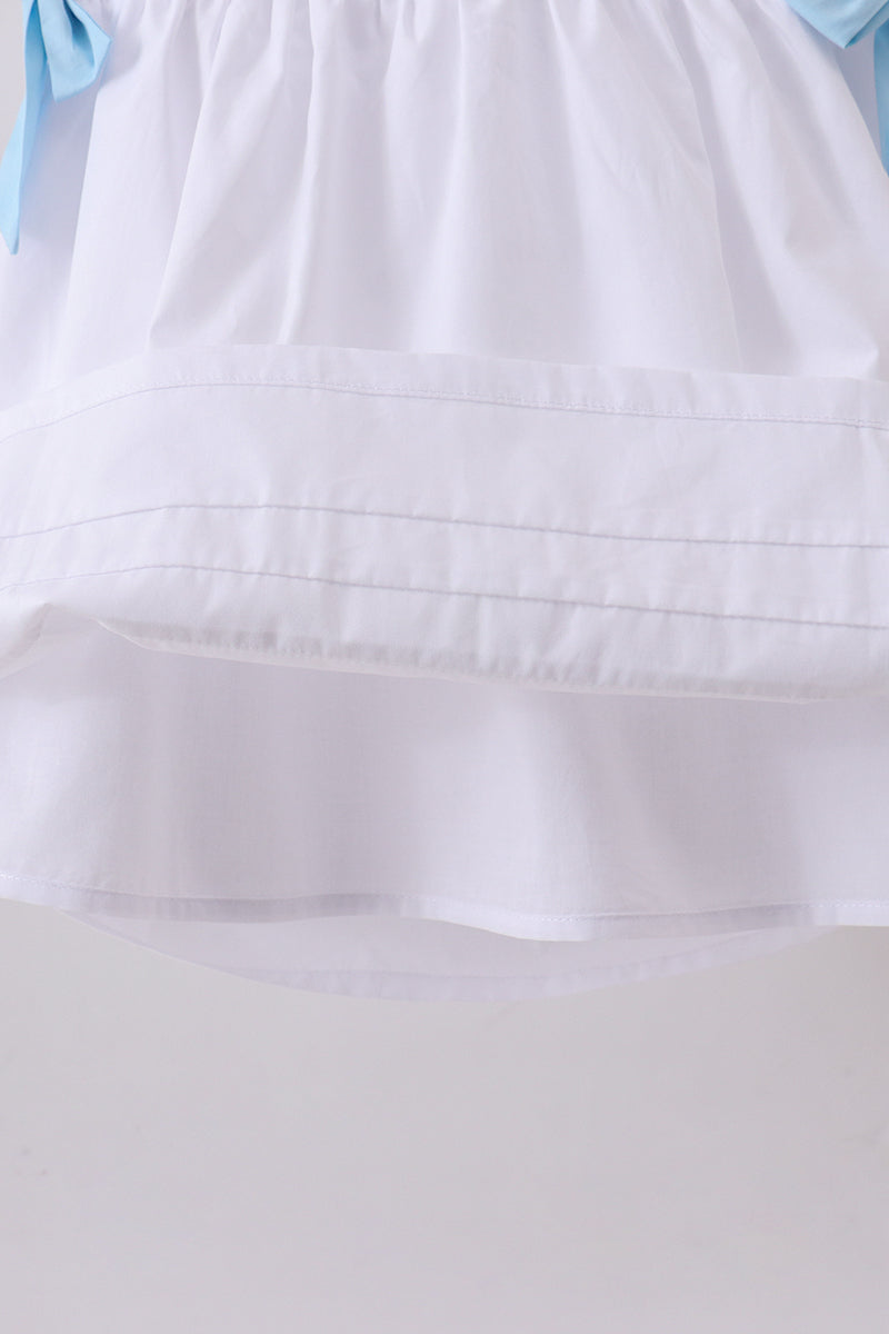 Blue bow ruffle dress