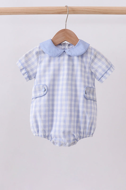 Blue plaid peter pan collar bubble