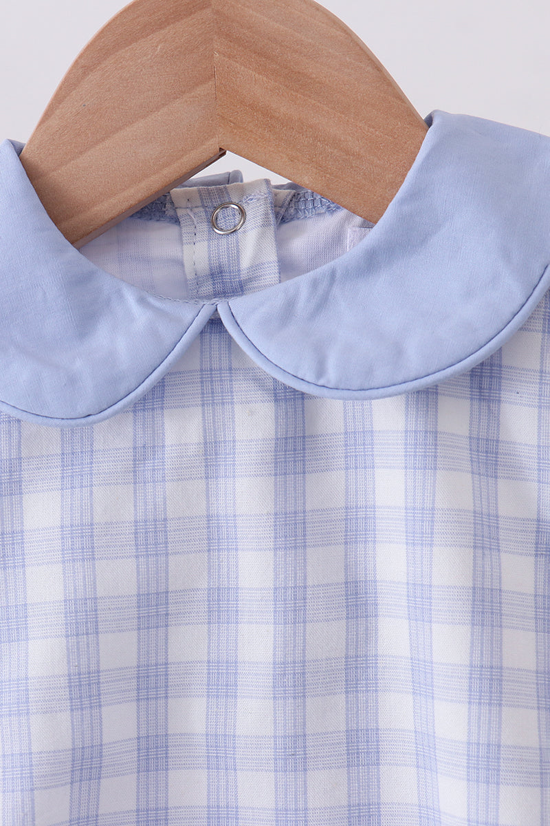 Blue plaid peter pan collar bubble
