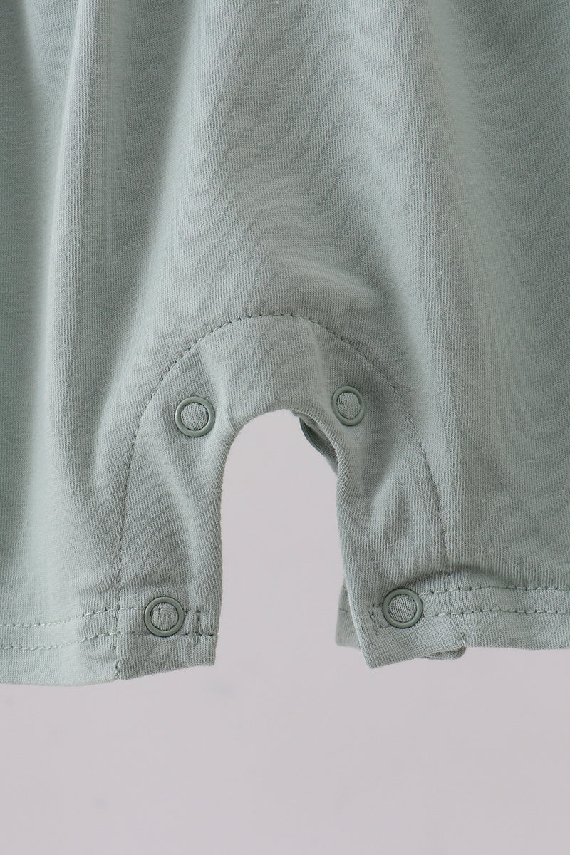 Sage cross embroidery peter pan collar romper