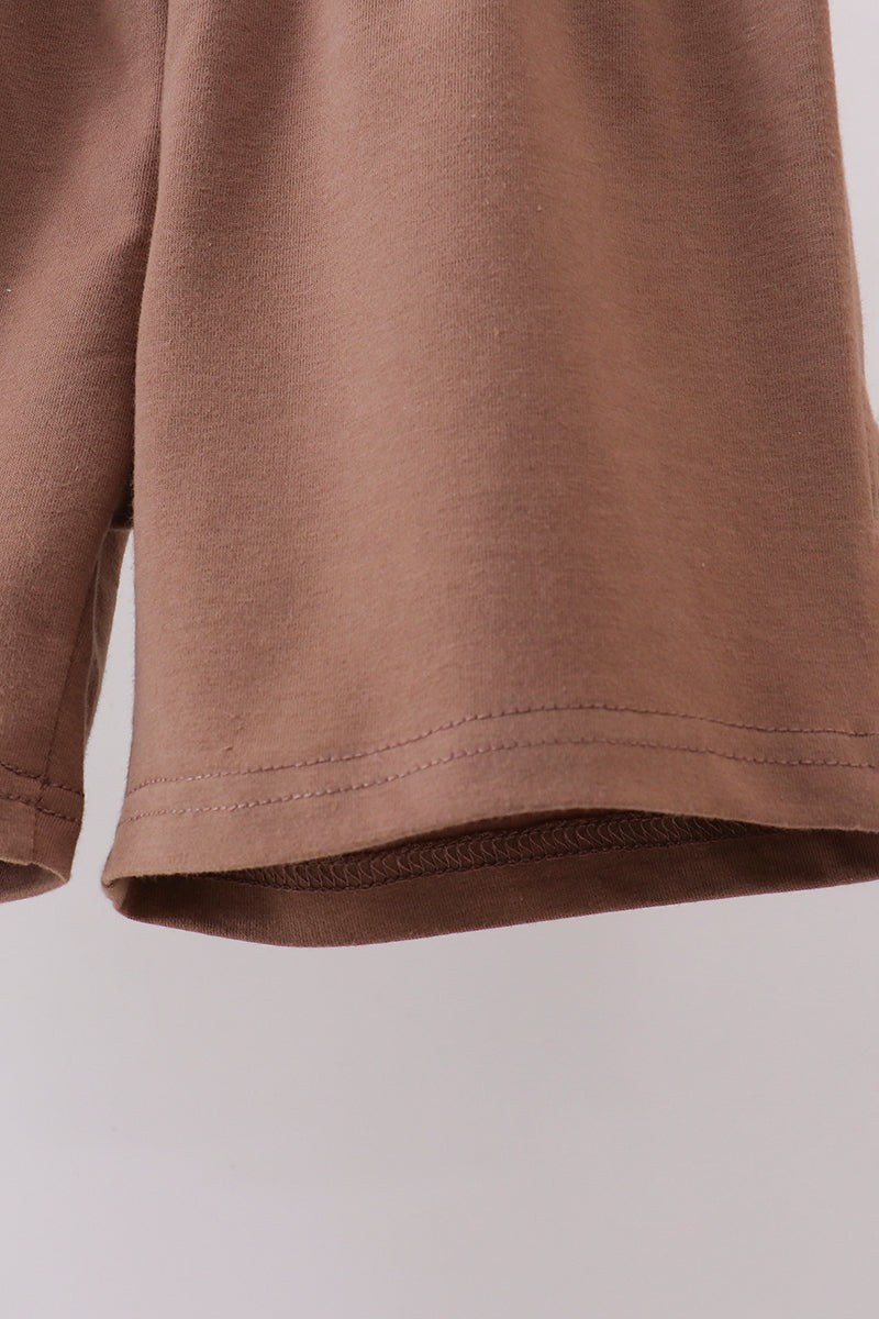 Sage cross embroidery shorts set