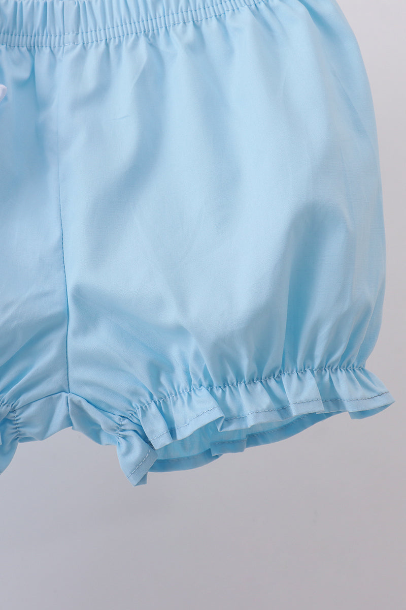 Blue cross embroidery lace bloomer set