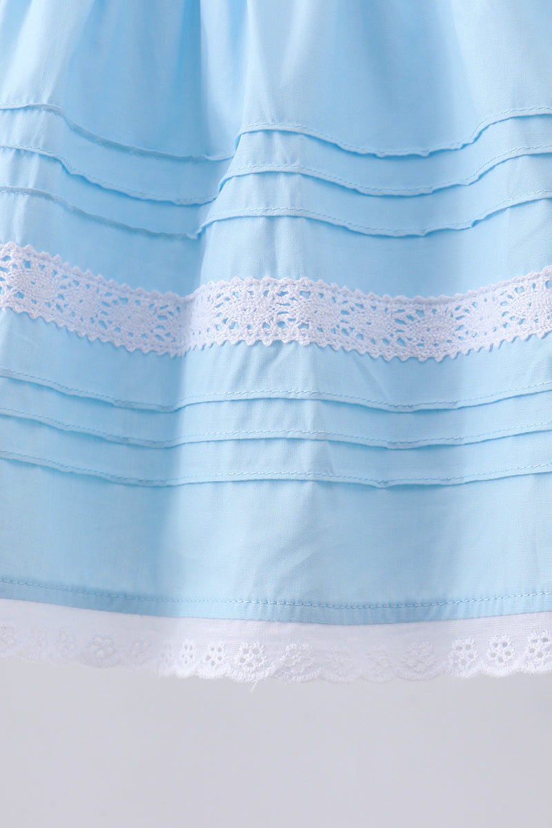 Blue cross embroidery lace bloomer set