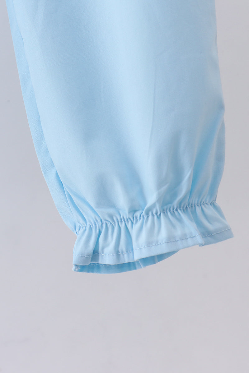 Blue cross embroidery lace pants set