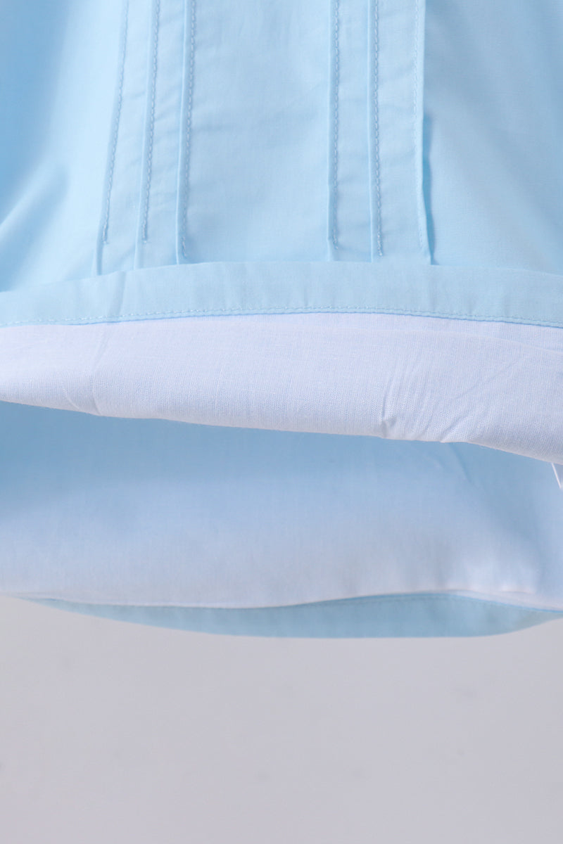 Blue cross embroidery shorts set