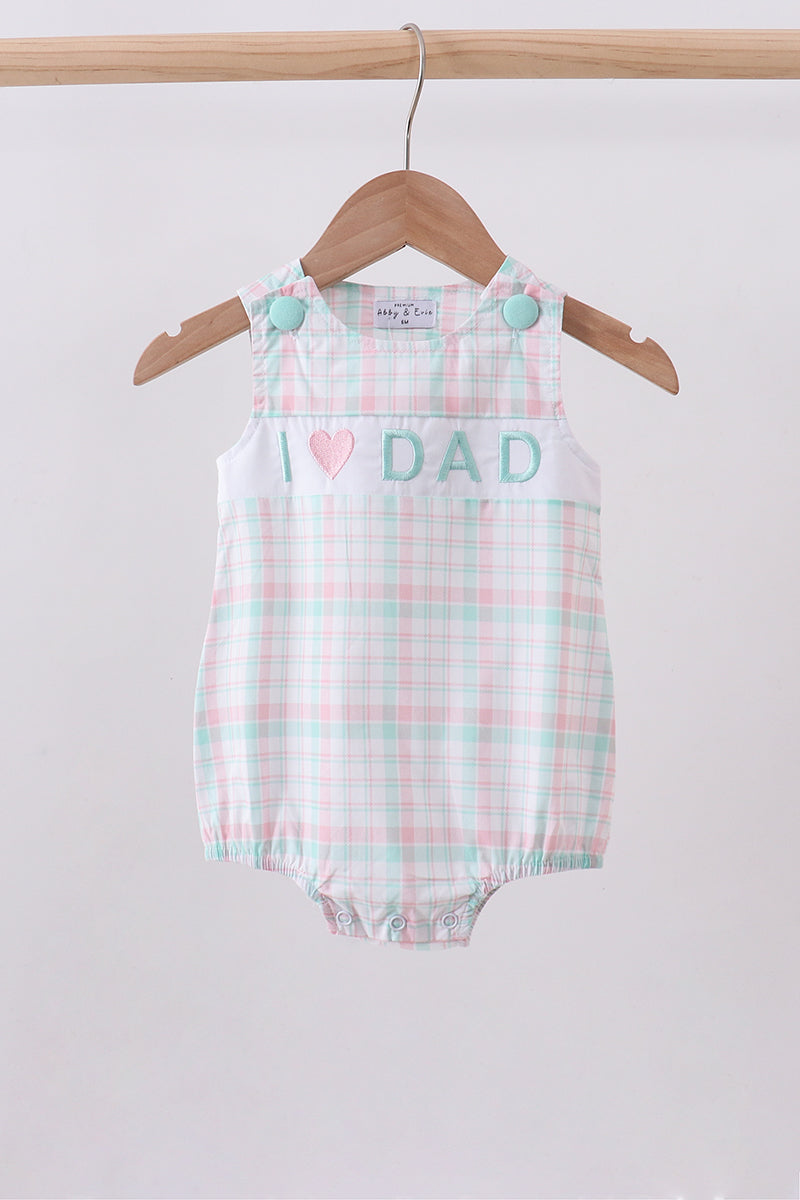 I love dad embroidery plaid bubble