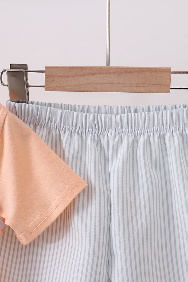 Pink I love my mom embroidery shorts set