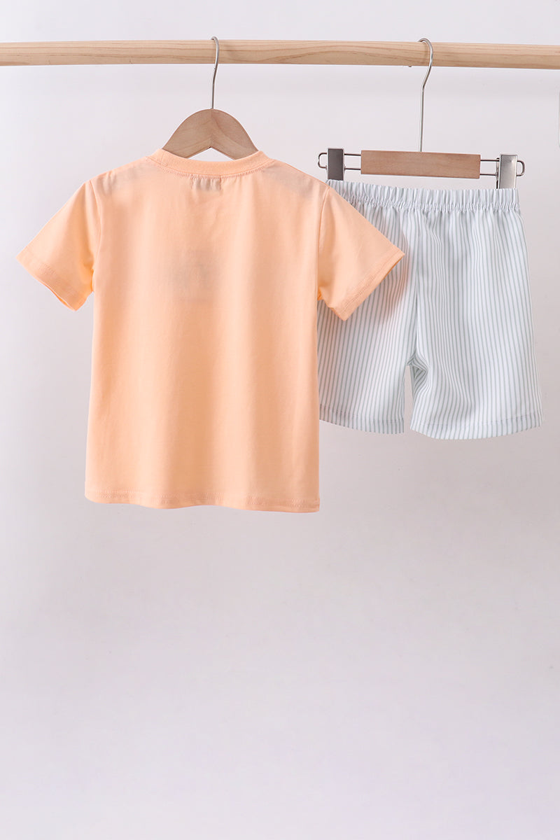 Pink I love my mom embroidery shorts set