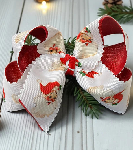 Santa Glitter Red Ribbon Bow