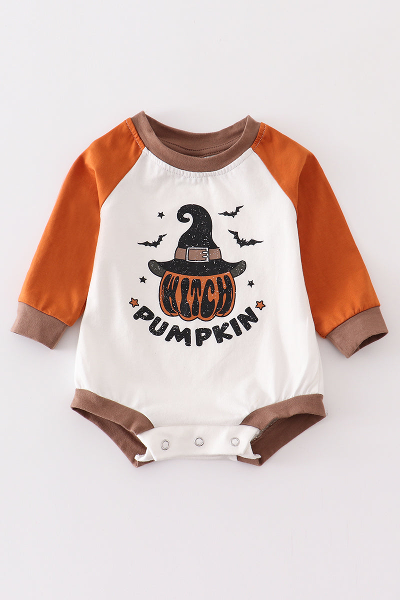 Halloween pumpkin baby romper