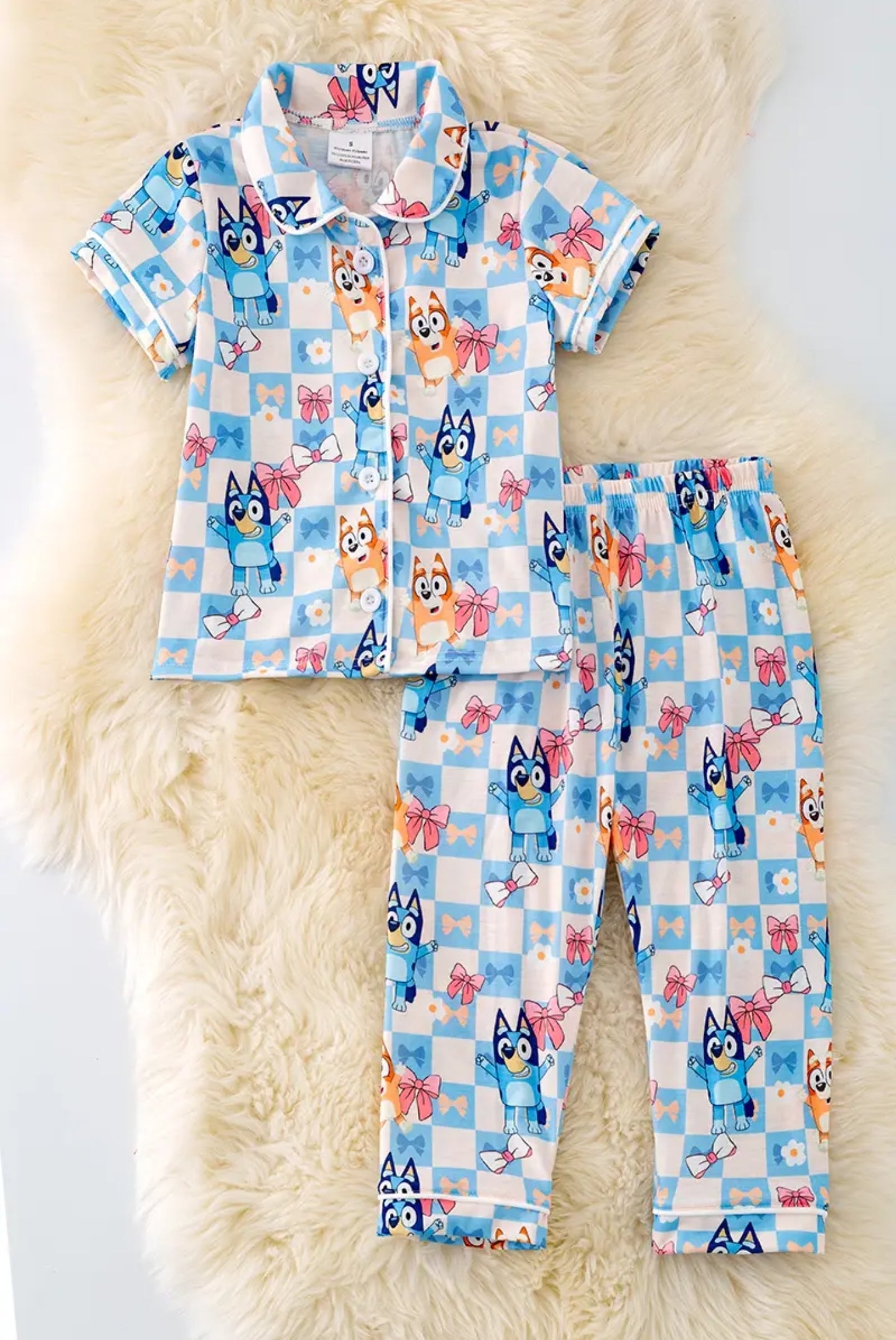 Blue-y Bow Button Up