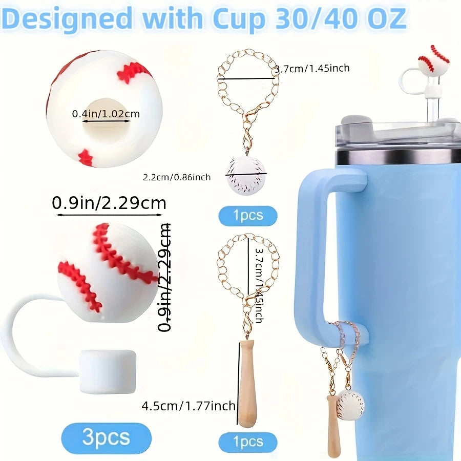 Baseball Straw Topper & Charms